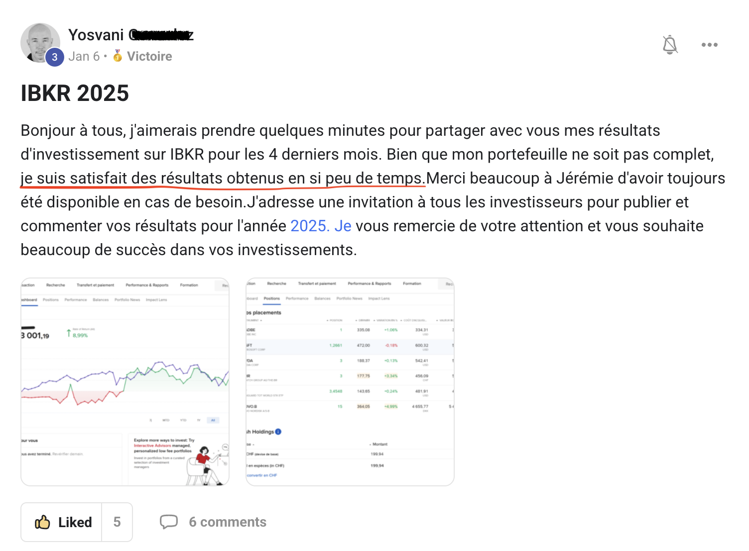 Résultat élève partagé sur Skool n°14