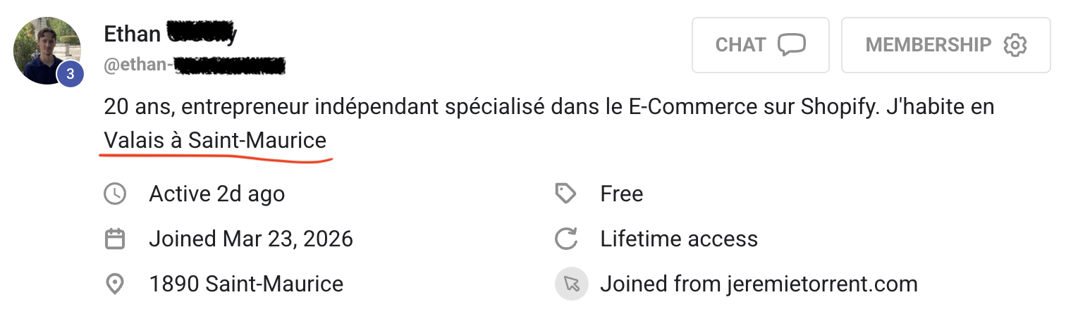 Message de bienvenue d'un élève sur Skool n°21