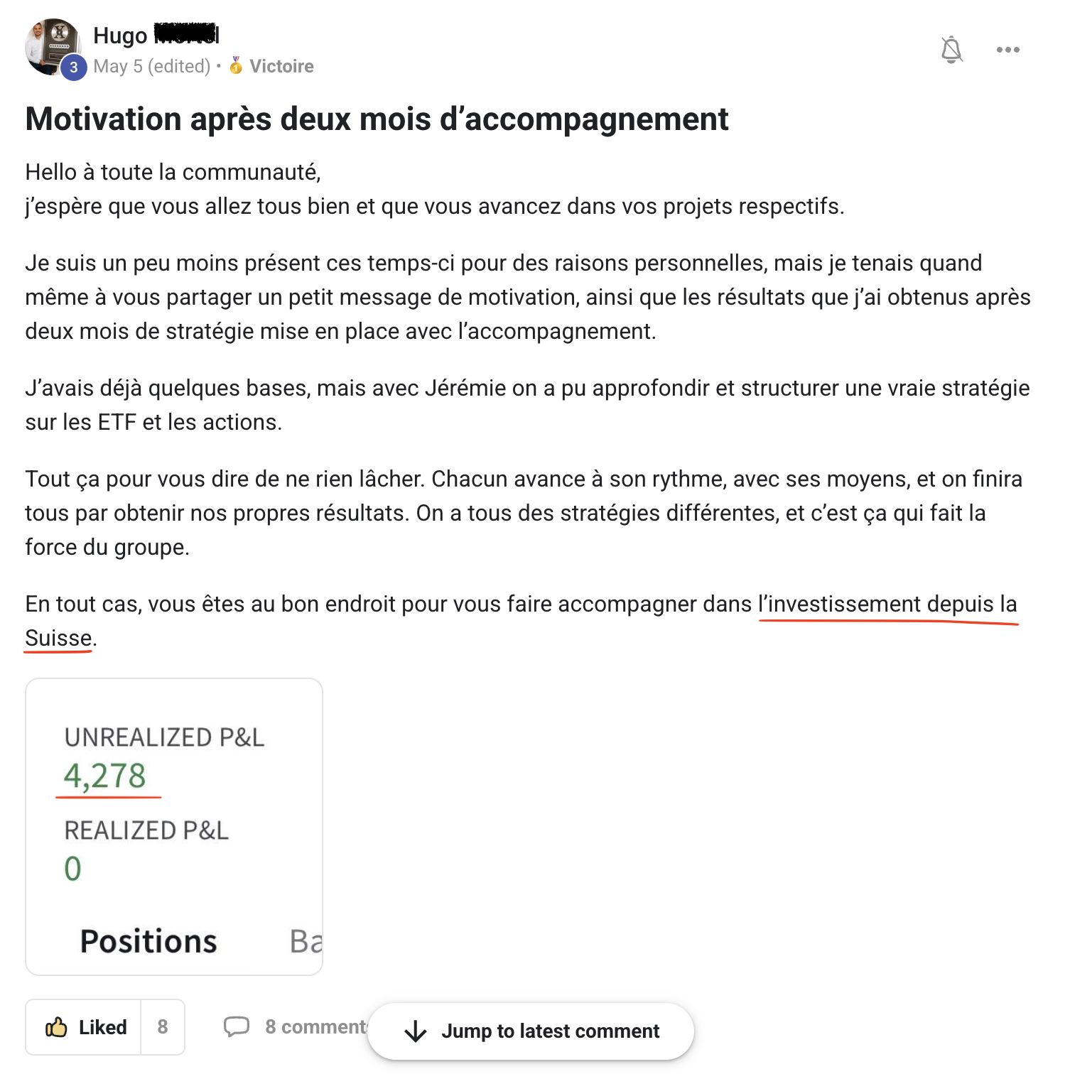 Résultat élève partagé sur Skool n°31