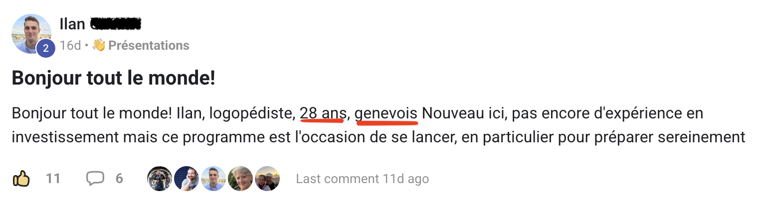 Message de bienvenue d'un élève sur Skool n°2