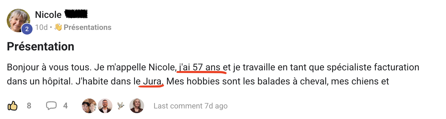 Message de bienvenue d'un élève sur Skool n°7