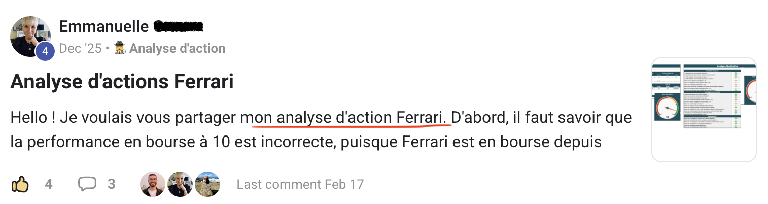 Résultat élève partagé sur Skool n°4