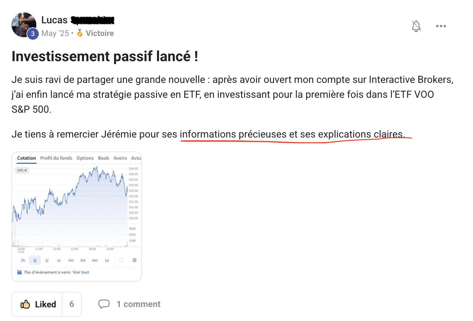 Résultat élève partagé sur Skool n°11