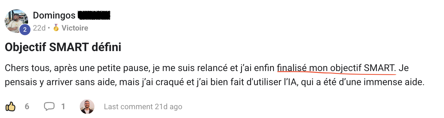 Résultat élève partagé sur Skool n°34