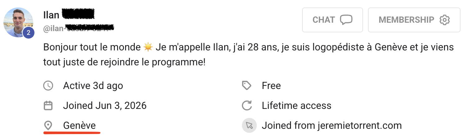 Message de bienvenue d'un élève sur Skool n°24